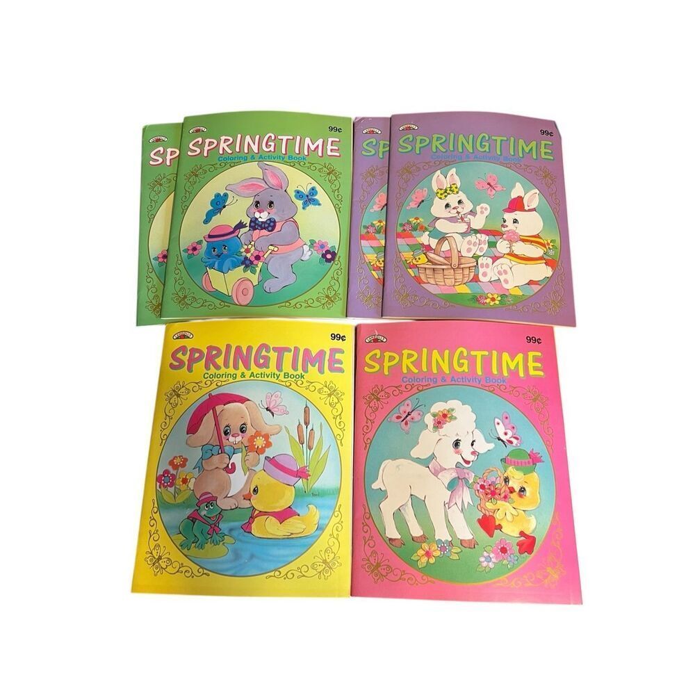 Landolls Lot Of 6 1991 vintage Unused Springtime Easter Coloring Books children